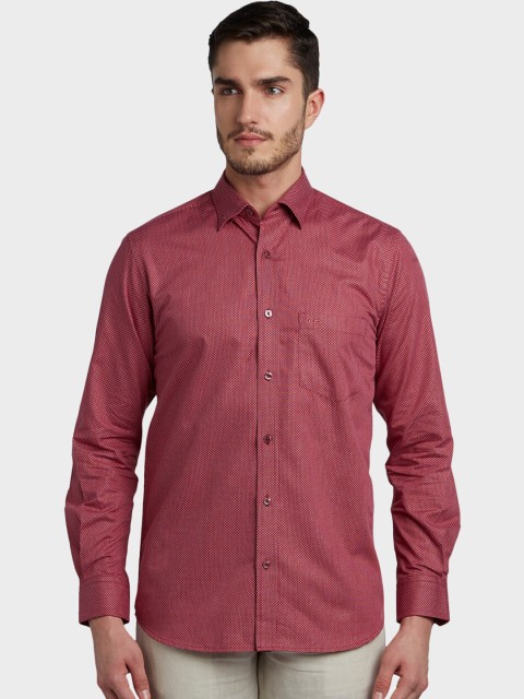 

ColorPlus Men Red Tailored Fit Self Design Casual Shirt