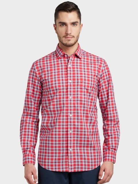 

ColorPlus Men Red Tailored Fit Checked Casual Shirt