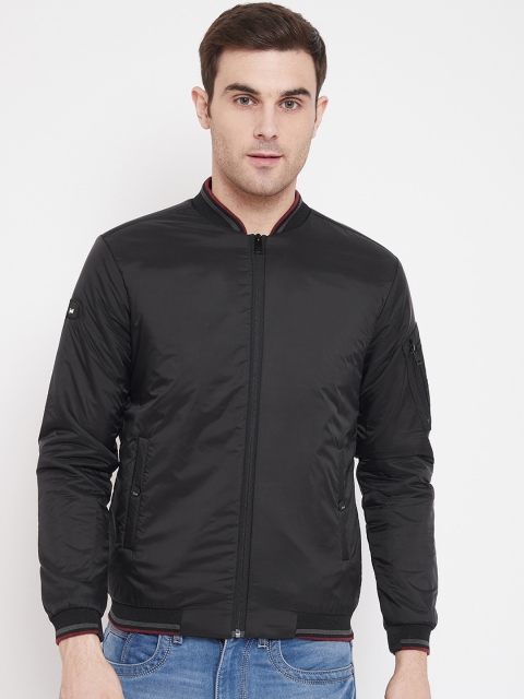 

Spirit Men Black Solid Windcheater Bomber