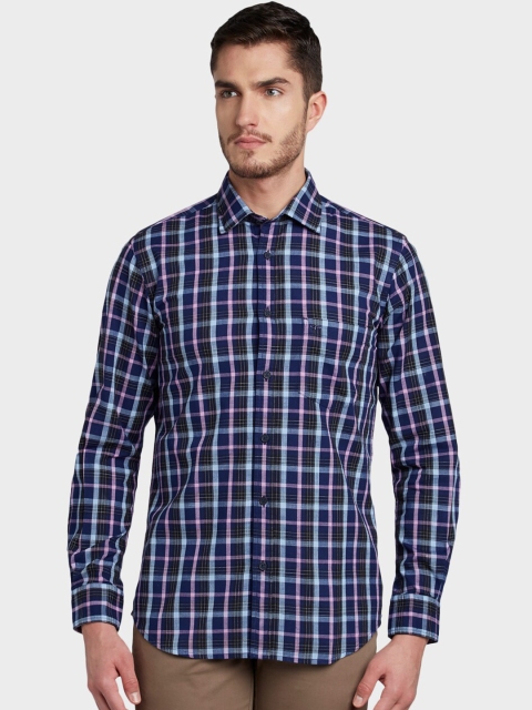 

ColorPlus Men Blue & Off-White Tailored Fit Checked Casual Shirt