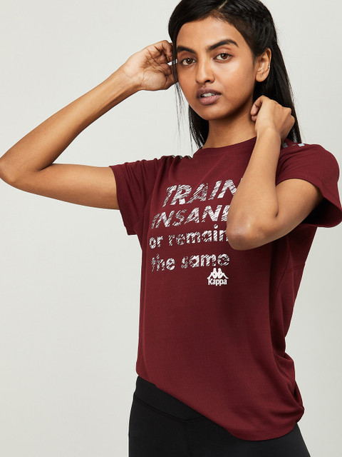 

Kappa Women Maroon Printed Round Neck T-shirt
