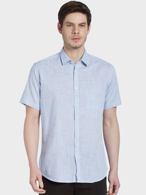 

ColorPlus Men Blue Tailored Fit Self Design Casual Shirt
