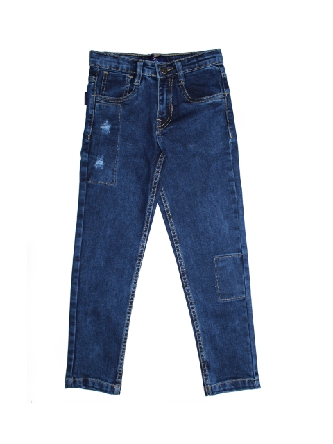 

KiddoPanti Boys Blue Regular Fit Mid-Rise Low Distress Jeans