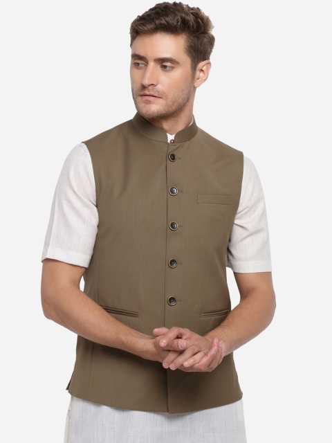 

JADE BLUE Men Brown Solid Modi Jacket