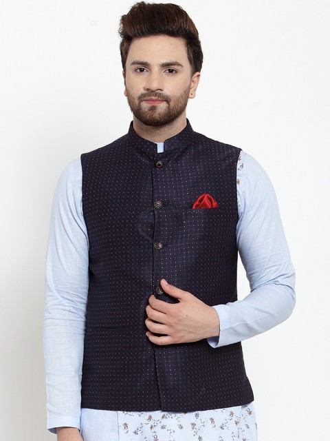 

MAXENCE Men Navy Blue Solid