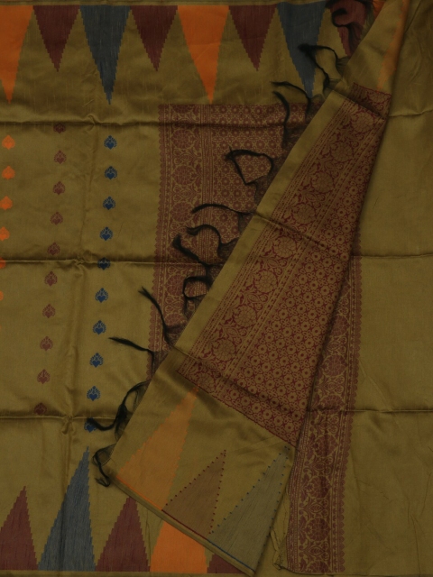

Pothys Green Printed Jute Silk Saree