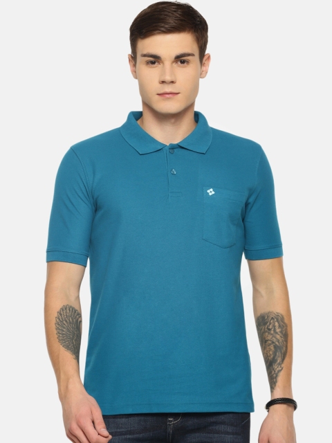 

Dollar Men Blue Solid Polo Collar T-shirt