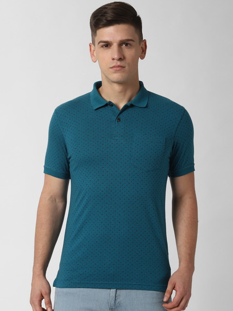 

Peter England Men Blue Printed Polo Collar T-shirt