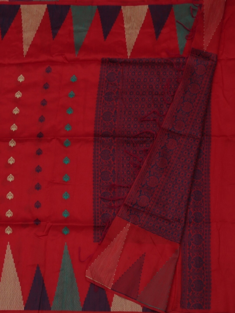 

Pothys Red & Green Jute Silk Woven Design Saree