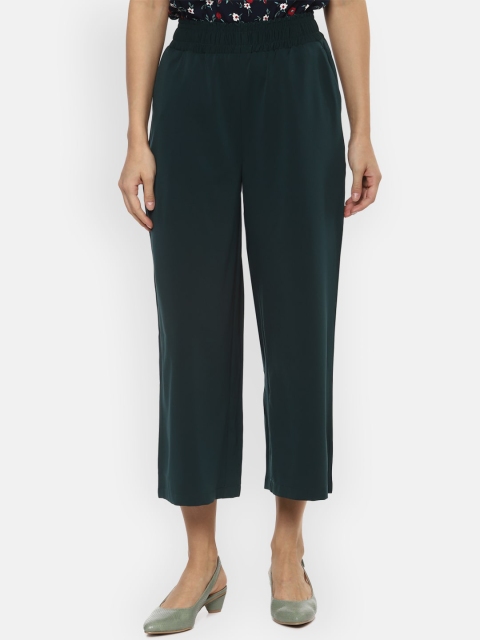 

Van Heusen Woman Women Bottle Green Regular Fit Solid Culottes
