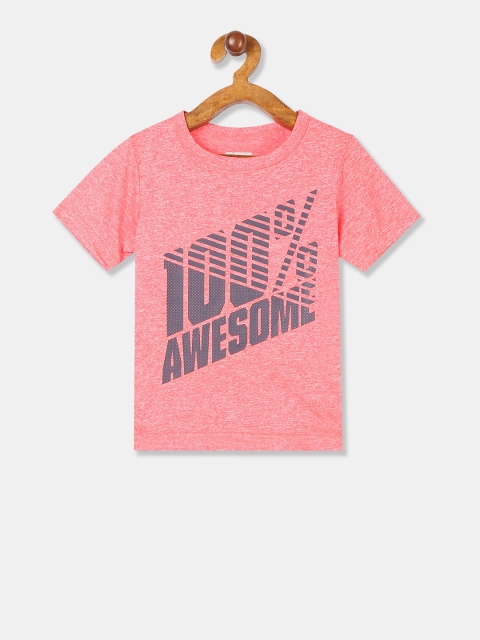 

The Childrens Place Boys Coral Pink & Grey Printed Round Neck T-shirt