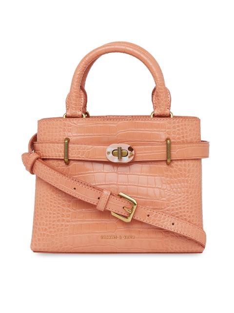 

CHARLES & KEITH Peach-Coloured Textured Satchel
