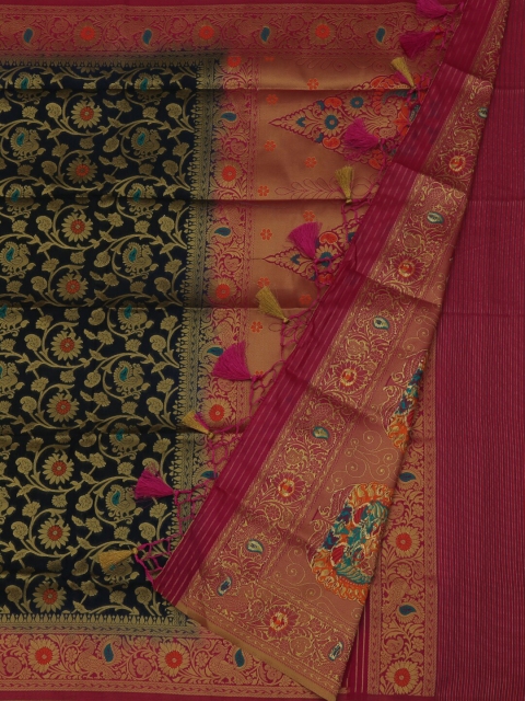 

Pothys Navy Blue Woven Design Jute Silk Saree