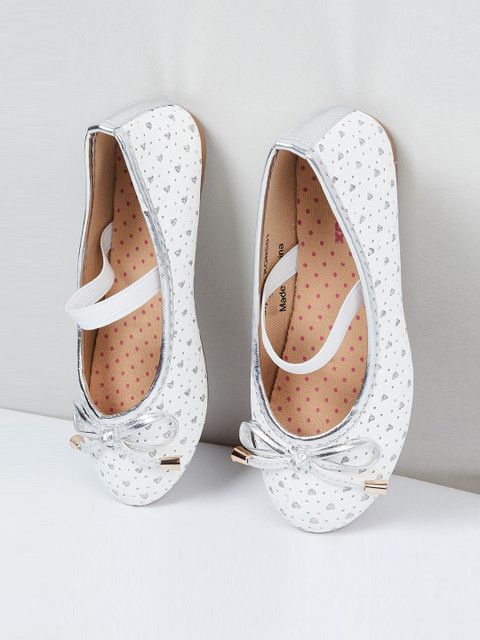 

max Girls White Embellished PU Mary Janes
