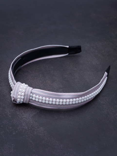 

Golden Peacock Grey Knot Style Pearl Trim Edge Hair Band