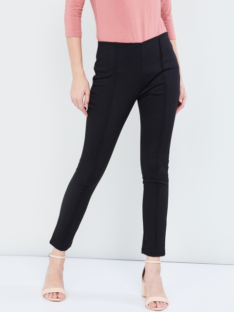

MAX Navy Blue Solid Ankle Length Treggings