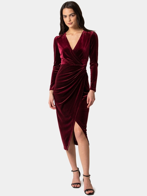 

Forever New Women Purple Solid Wrap Dress