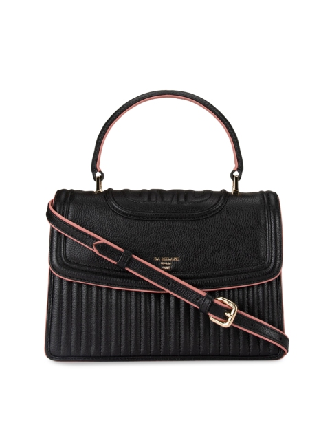 

Da Milano Black Solid Leather Sling Bag