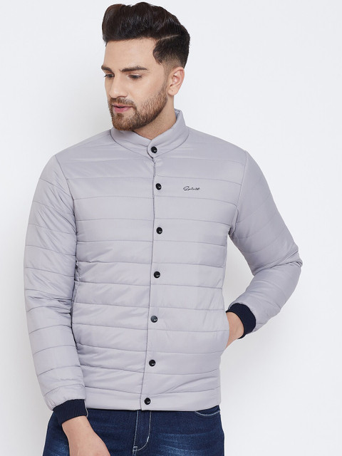 

Spirit Men Grey Solid Windcheater Padded Jacket