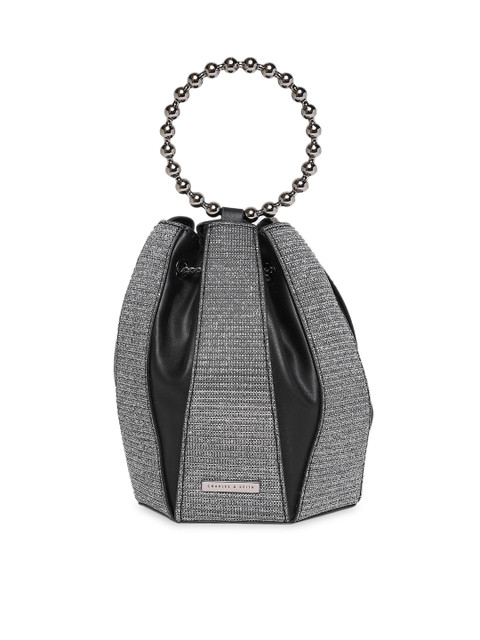 

CHARLES & KEITH Silver-Toned Embellished Hobo Bag