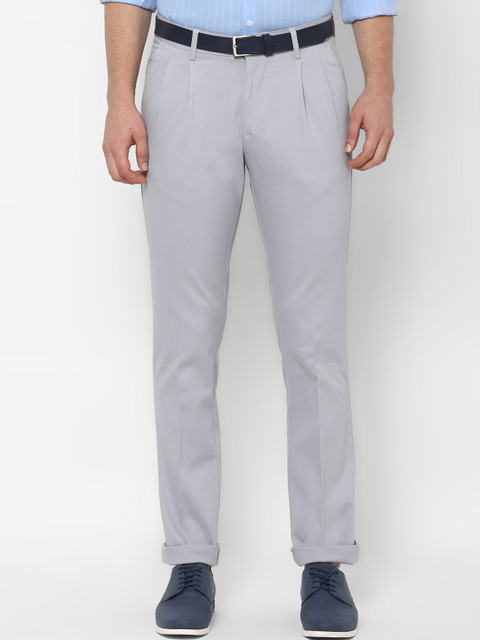 

Allen Solly Men Grey Regular Fit Solid Regular Trousers