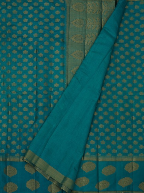 

Pothys Blue & Gold-Toned Jute Silk Woven Design Saree