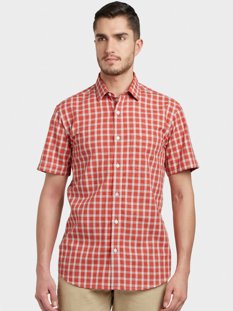 

ColorPlus Men Orange Tailored Fit Checked Casual Shirt