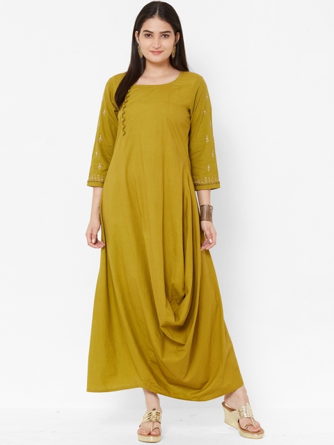 

Vedic Women Mustard Solid Maxi Dress