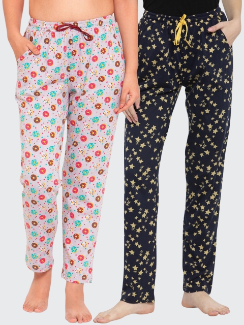 

Boston Club Women Pack Of 2 Printed Lounge Pants, Grey