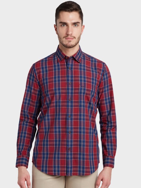 

ColorPlus Men Red & Blue Tailored Fit Checked Casual Shirt