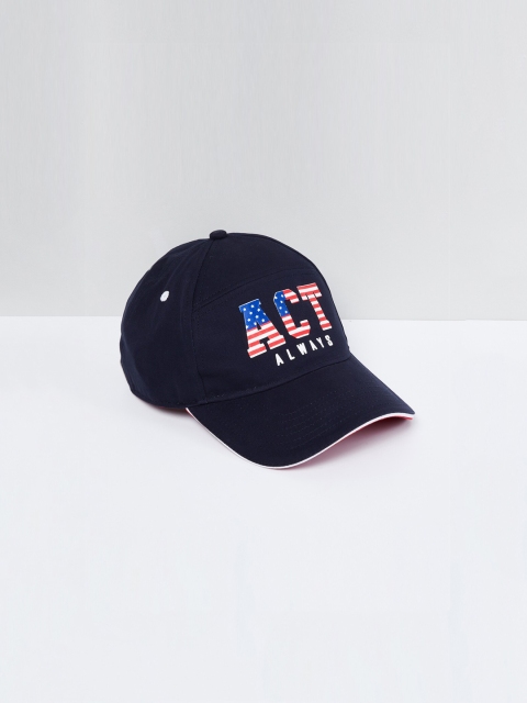 

max Men Navy Blue Printed Baseball Cap