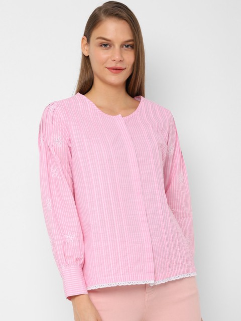 

Allen Solly Woman Women Pink Regular Fit Striped Casual Shirt