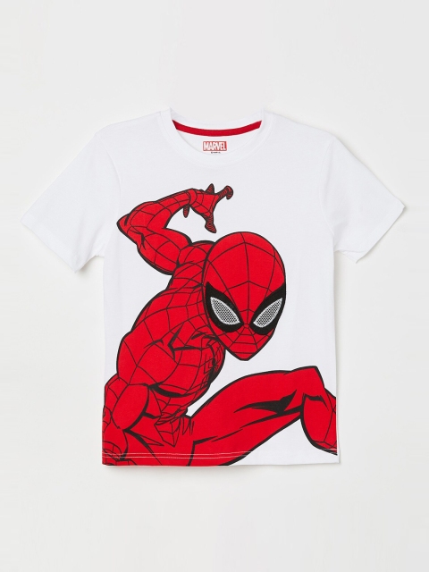 

Fame Forever by Lifestyle Boys White Spiderman Printed Round Neck T-shirt