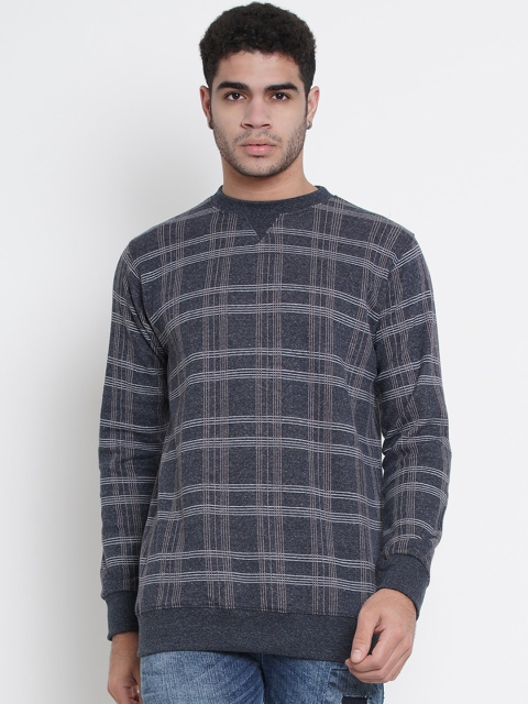 

Dais Men Charcoal Grey Checked Sweatshirt