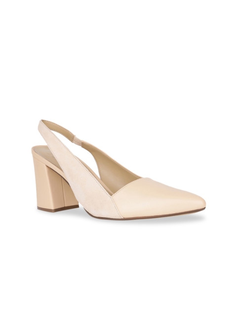 

Naturalizer Women Beige Solid Leather Pumps