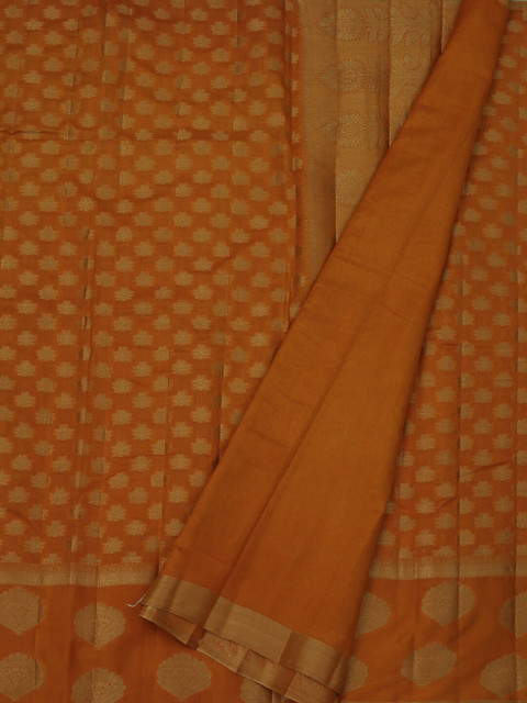 

Pothys Mustard Brown & Gold-Toned Jute Silk Woven Design Saree