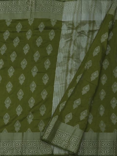 

Pothys Green & Silver-Toned Jute Silk Woven Design Saree