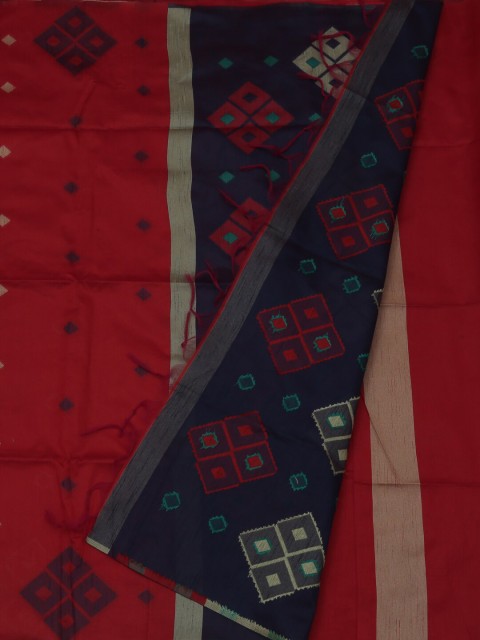 

Pothys Red Printed Jute Silk Saree