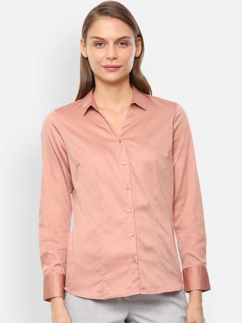 

Van Heusen Women Peach Regular Fit Solid Casual Shirt
