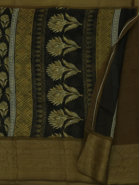 

Pothys Black & Gold-Toned Jute Silk Woven Design Saree
