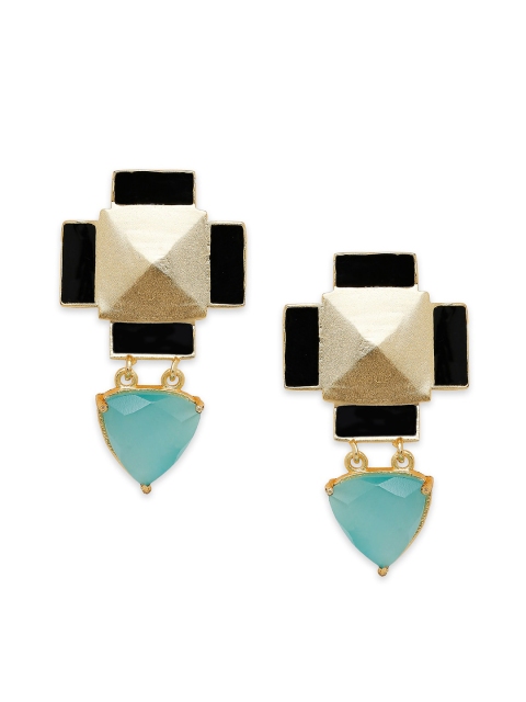 

Moon Dust Gold Plated Handcrafted Blue Geometric Drop Earrings
