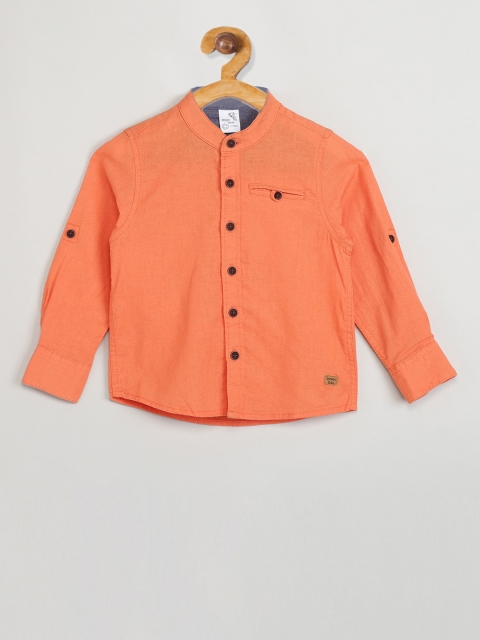 

max Boys Orange Regular Fit Solid Casual Shirt