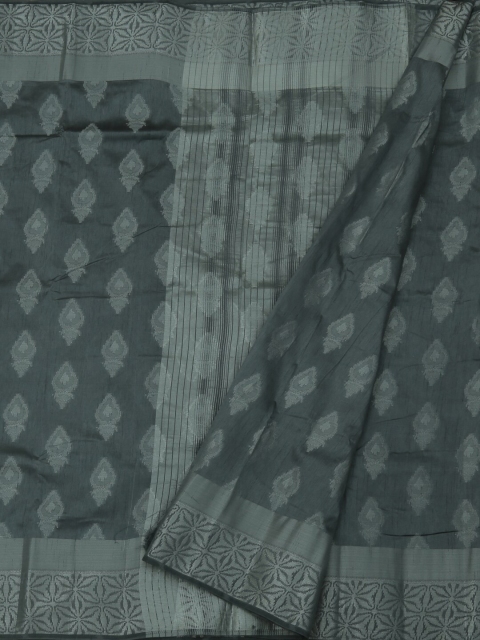 

Pothys Grey Woven Design Jute Silk Saree