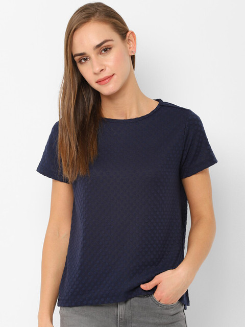 

Allen Solly Woman Women Navy Blue Solid Top