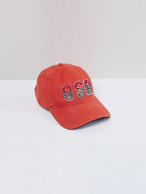 

max Men Orange Embroidered Snapback Cap