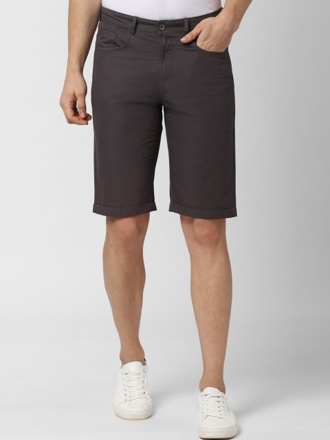 

Peter England Casuals Men Grey Solid Regular Fit Regular Shorts