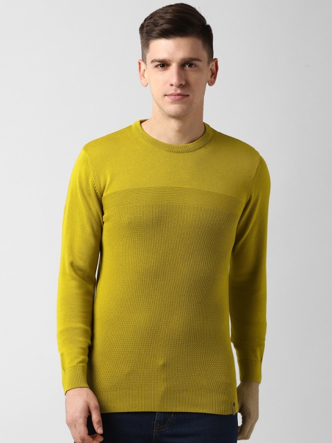 

Peter England Casuals Men Ochre Yellow Solid Pullover Sweater
