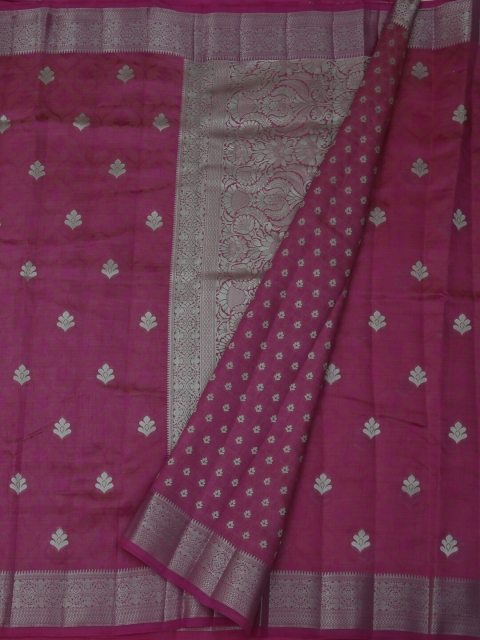 

Pothys Magenta & Silver-Toned Jute Silk Woven Design Saree