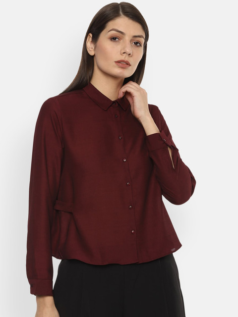 

Van Heusen Woman Women Maroon Regular Fit Solid Formal Shirt