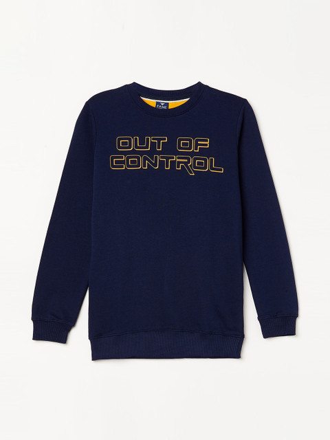 

Fame Forever by Lifestyle Boys Navy Blue & Yellow Printed Sweatshirt
